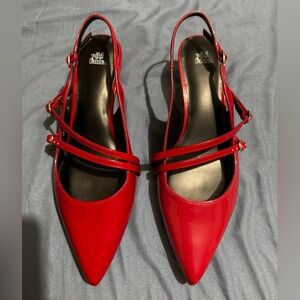 Wild Fable Red Patent Pointed-Toe Double-Strap Slingback Flats